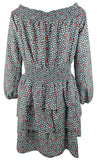 Michael Kors Women's Floral Off Shoulder Smocked Tiered Ruffle Dress MB Large