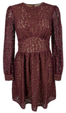 Women's Allover Lace Lined Mini Dress Large Merlot