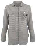 Women's Plus Houndstooth Crepe Shirt-WC-2X