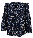 Michael Kors Women's Patterned Off-The-Shoulder Bell Sleeve Tassel Top