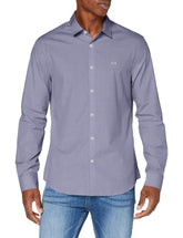 Men's Slim Fit Long Sleeves Shirt-BLU-Small