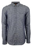 Hugo Boss Men's Orange Label EdoslimE Slim Fit Floral Button Down Shirt Medium Blue