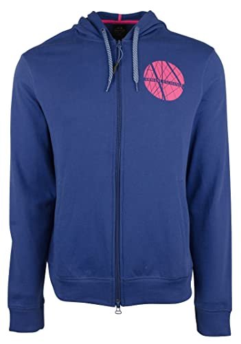 Armani Exchange Men's Circular Logo Full Zip Hooded Sweatshirt Armani Exchange Men's Circular Logo Full Zip Hooded Sweatshirt
