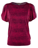 Michael Kors Women's Reptile Print Matte Jersey Slit Sleeve Top-PN-XS