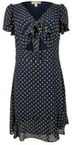 Michael Kors Women's V Neck Short Flutter Sleeve Tiered Ruffled Hem Fit and