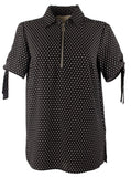 Michael Kors Women's Polka Dot Grommet and Tie Sleeve Top