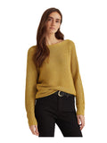 Ralph Lauren Women's Metallic Boat Neck Long Dolman Sleeve Sweater Gld X-Large