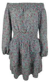 Michael Kors Women's Floral Off Shoulder Smocked Tiered Ruffle Dress MB Large