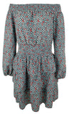 Michael Kors Women's Floral Off Shoulder Smocked Tiered Ruffle Dress MB Large