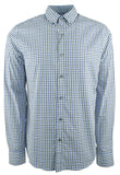 Michael Kors Men's Gingham Slim Fit Long Sleeve Shirt MBL XL Marine Blue