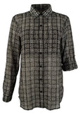 Michael Kors Women's Plus Size Tweed Haberdashery Print Georgette Shirt B 2X
