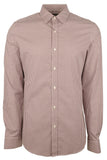 Men's Trim Fit Mini Check Long Sleeves Shirt-C-X-Large Cordovan