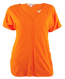 MICHAEL Michael Kors Short Sleeve V-Neck Top-Poppy