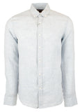 Michael Kors Men's Slim Fit Linen Long Sleeve Shirts Cbry Medium Chambray
