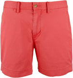 Men's Stretch Straight Fit 6 Inch Flat Front Chino Shorts Red 42
