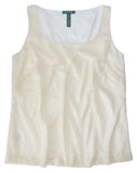 Lauren Ralph Lauren Women's Beaded/Sequins front Pearl Top Shirt (14W)
