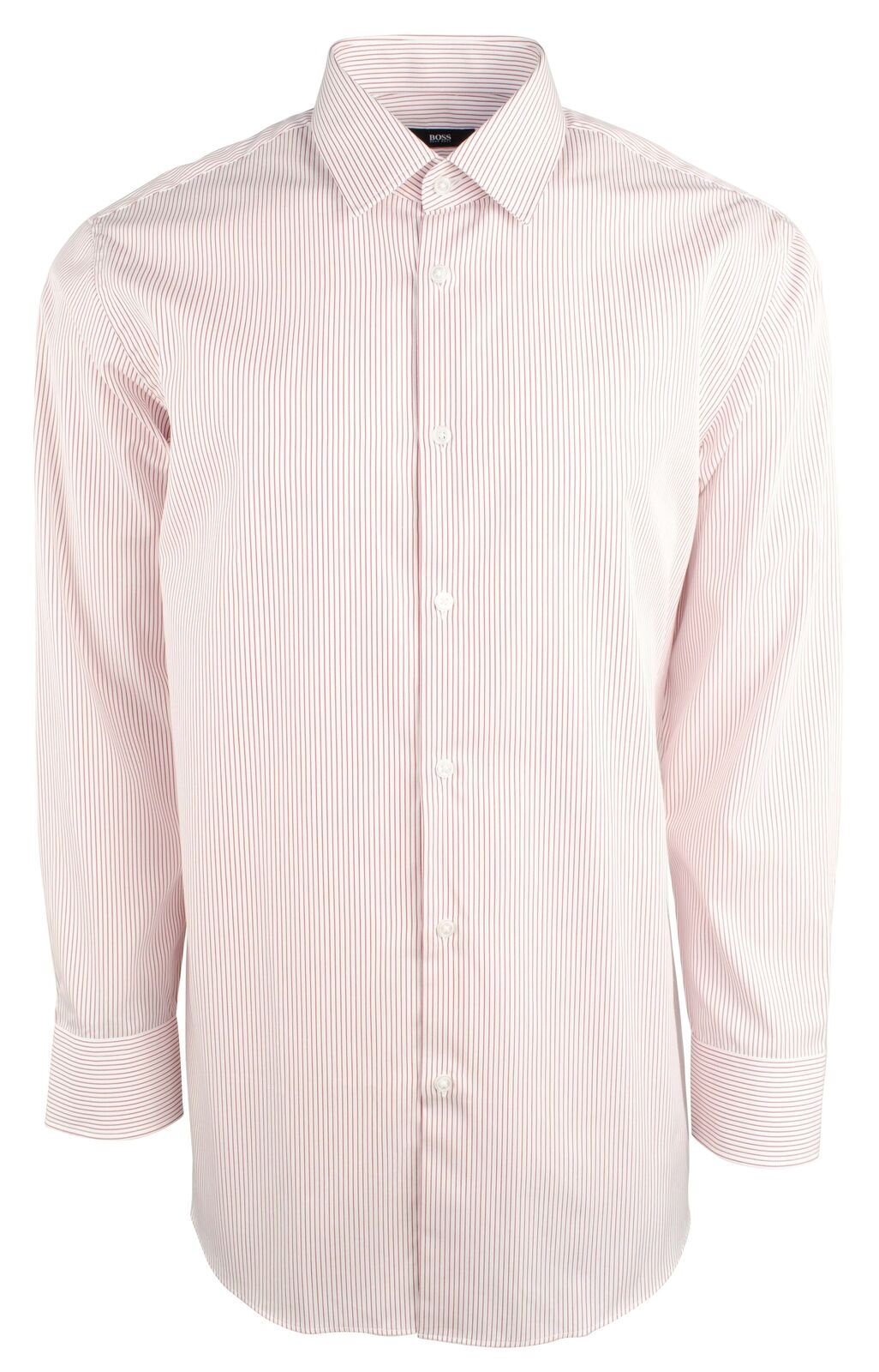 Hugo Boss Men's Regular Fit Easy Iron Long Sleeve Dress Shirt 15 (32-33) Red White