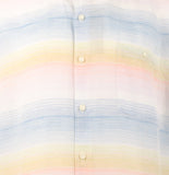 Camisa Tommy Bahama de manga corta con rayas de sarape de lino color arena para hombre, talla mediana