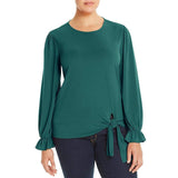Michael Kors Women's Plus Tie Front Ruffle Sleeve Top DE 0X