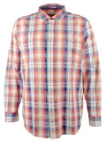 Tommy Bahama Men's Big & Tall Indigo Coast Check Long Sleeve Woven Shirt Peach Melt 3XLT