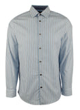 Men's Tailored Fit Striped Long Sleeve Dress Shirt-WM-S White-Multi