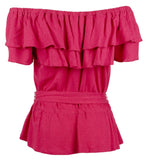 Women's Jersey Off The Shoulder Blouse Top Sport Pink X-Large