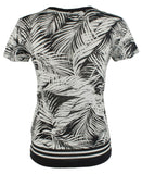 LAUREN RALPH LAUREN Womens Petites Linen Printed T-Shirt Black-Ivory PXS