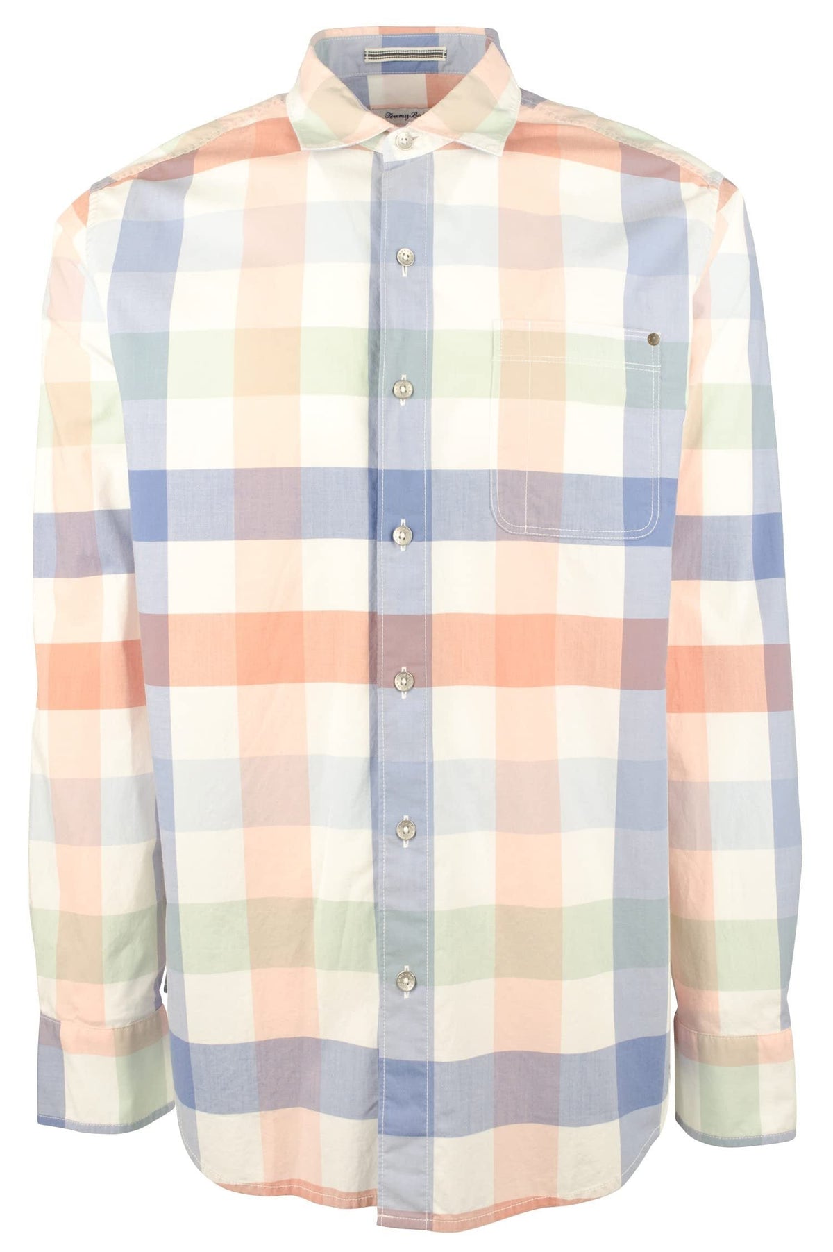 Tommy Bahama Men's Paradise Poplin Check Long Sleeve Shirt Chamois Large