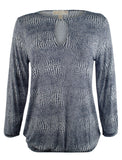 MICHAEL Michael Kors Womens Zephyr Peasant Top True Navy XS