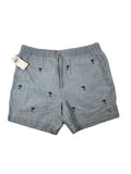 POLO Mens Light Blue Drawstring Patterned Classic Fit Shorts L