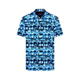 Bugatchi Men's Surf Digital Print Mercerized Cotton Short Sleeve Polo Shirt Medium Classic Blue