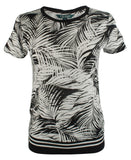 LAUREN RALPH LAUREN Womens Petites Linen Printed T-Shirt Black-Ivory PXS