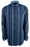 Tommy Bahama Men's Sail Over Stripe Long Sleeve Button Down Shirt Ocean Deep Small