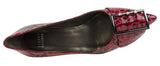 Stuart Weitzman Women's Red Black Snake Printed Leather Pumps 6 B(M) US