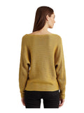 Ralph Lauren Women's Metallic Boat Neck Long Dolman Sleeve Sweater Gld X-Large