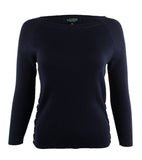 Ralph Lauren Women's Petite Lace Up Sides Ribbed Sweater-CN-PS
