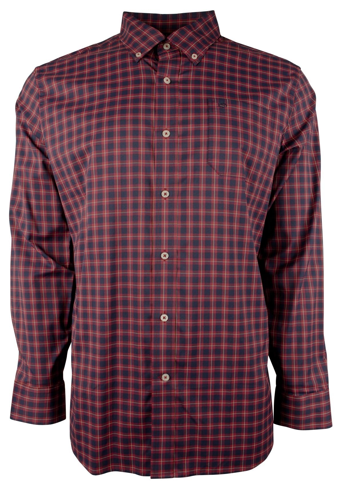 Men's Intercoastal Stretch Glenbrook Plaid Sport Shirt DR S Dark Red
