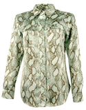 Ralph Lauren Lauren Women's Plus Size Snakeskin Print Long Sleeve Blouse Shirt 2X