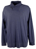 Polo Ralph Lauren Men's Big & Tall Long Sleeve Luxury Jersey Shawl Collar Pullover Shirt 2XLT Navy Heather