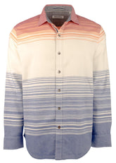 Tommy Bahama Erkek Canyon Beach Bonfire Çizgili Düğmeli Flanel Gömlek Orta Boy