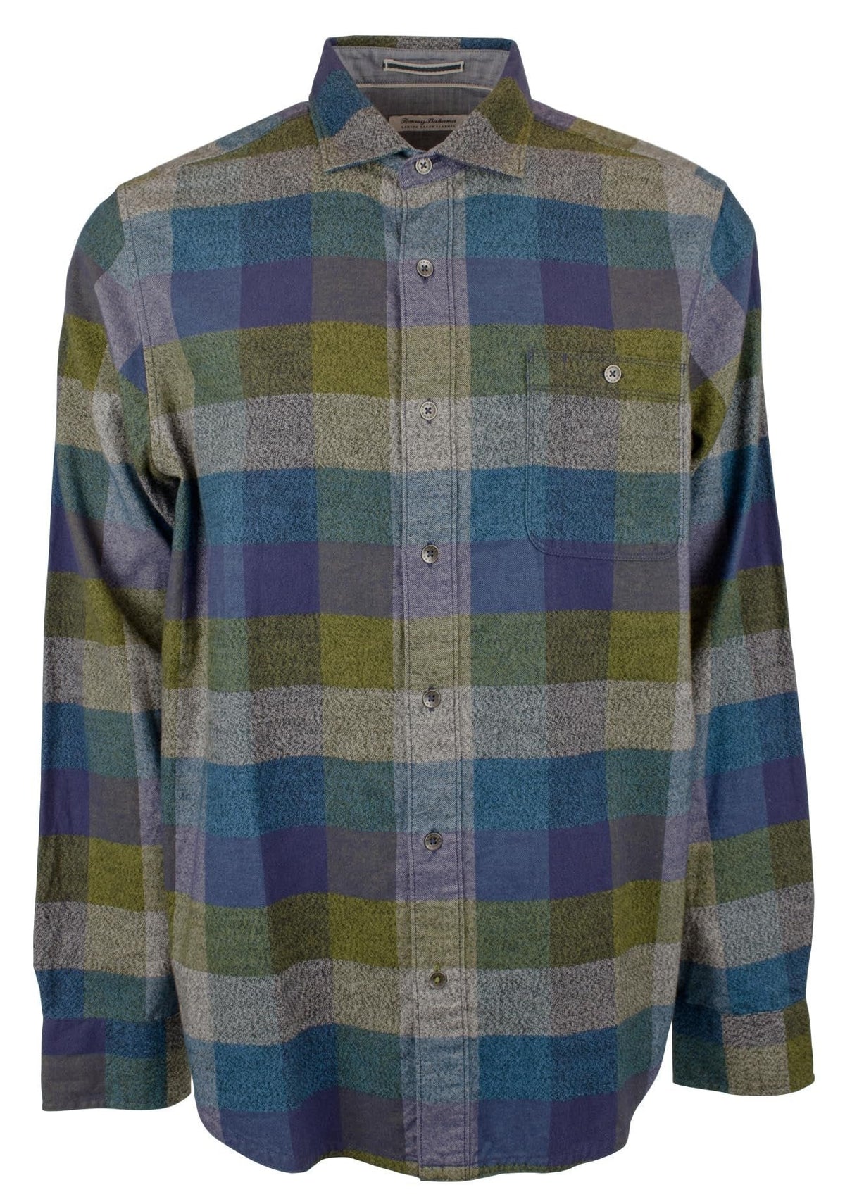 Tommy Bahama Men's Big & Tall Canyon Beach Bonfire Long Sleeve Flannel Shirt Burnt Olive 3XLT