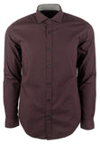 Hugo Boss Men's Ridley Slim Fit Long Sleeves Shirt Dark Red Large