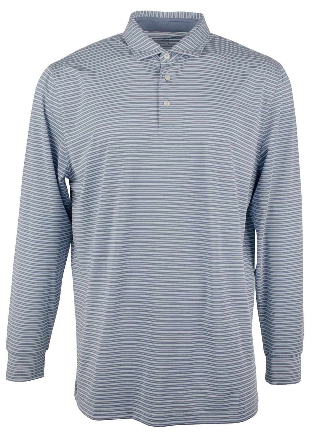 Southern Tide Men's Ls Driver Heather Stripe Perf Polo Shirts Pompeii Blue XL