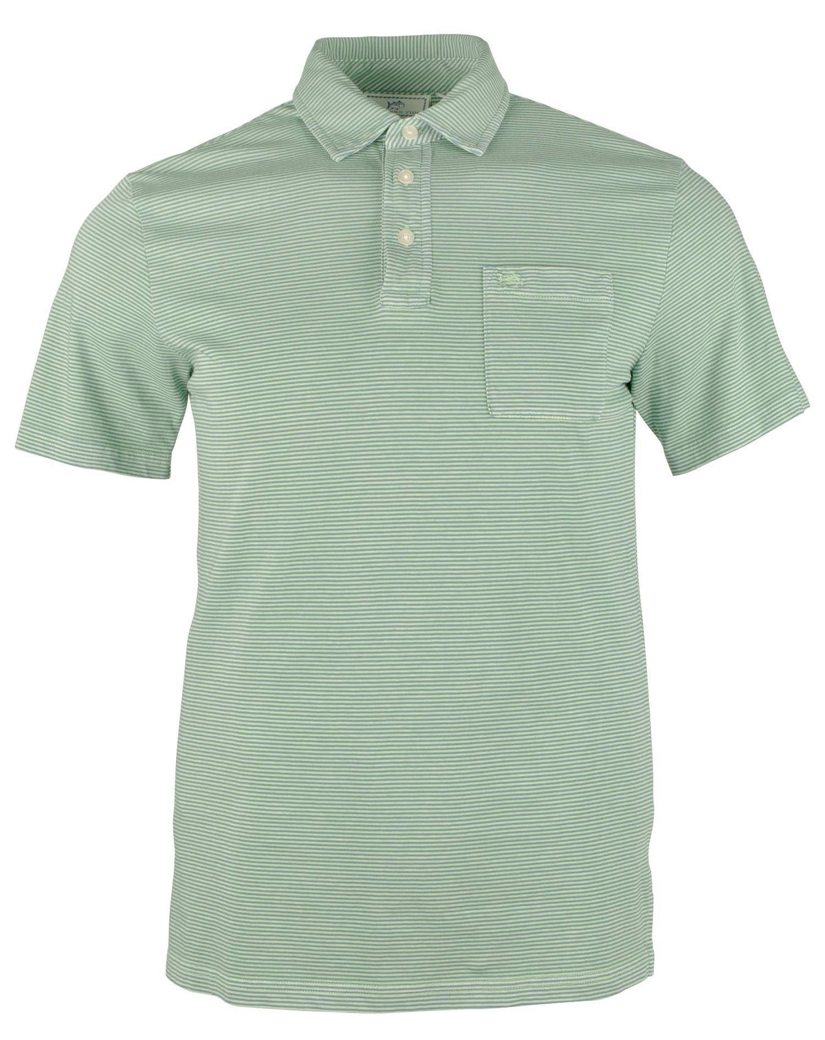 Southern Tide Men's Micro Stripe Island Short Sleeve Polo Shirts Green Small