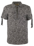 Michael Kors Women's Animal Print Grommet and Tie Sleeve Top-BW-XS