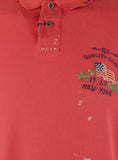 Men's Distressed Classic Painted Patched RL Polo Shirt X-Large Red