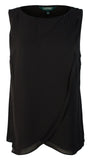 Lauren by Ralph Lauren Women's Tank Overlay Blouse Black XL