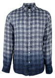 Michael Kors Men's Slim Fit Dip-Dyed Gingham Long Sleeve Shirt Large