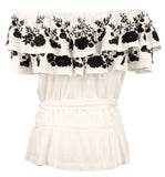 Lauren Ralph Lauren Women's Embroidered Jersey Off The Shoulder Blouse Top