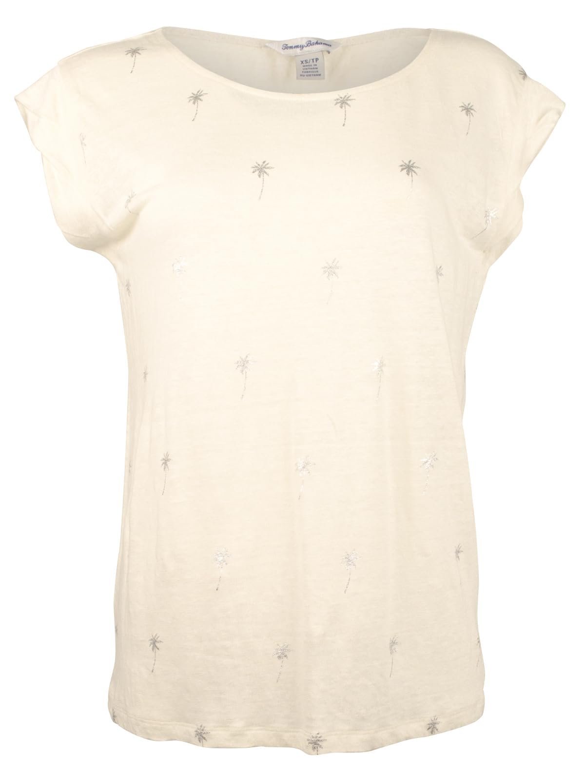 Tommy Bahama Women's Linnea Twist Sleeve Palm Tree T-Shirt Coconut X-Small